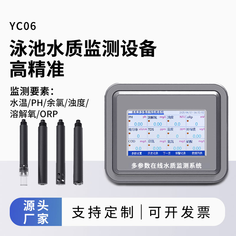 泳池水質(zhì)監(jiān)測參數(shù)（水溫、ph、余氯、濁度、溶解氧、orp）